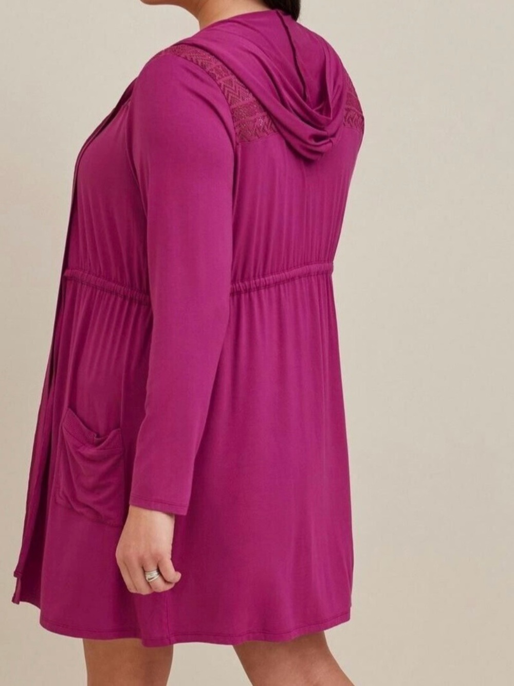 Torrid Fuchsia Super Soft Hooded Open Cardigan
